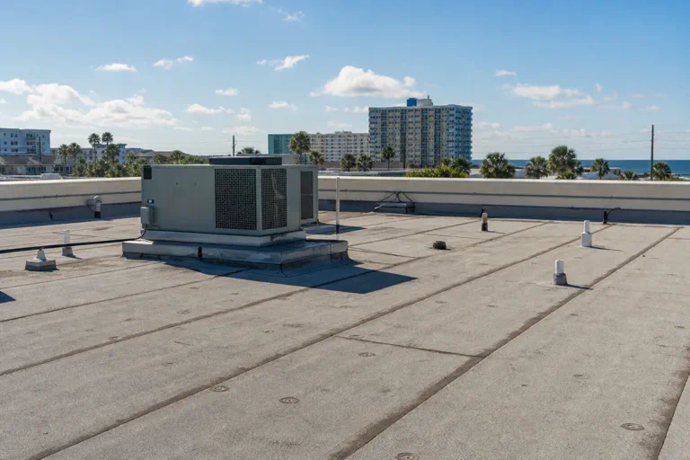 Commercial roof maintenance detail around rooftop equipment and penetrations